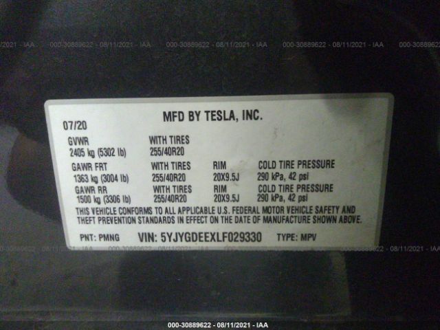 Photo 8 VIN: 5YJYGDEEXLF029330 - TESLA MODEL Y 