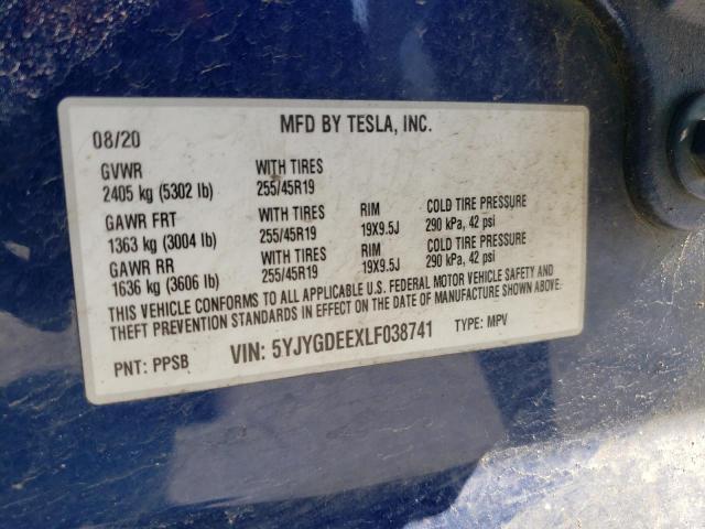 Photo 11 VIN: 5YJYGDEEXLF038741 - TESLA MODEL Y 