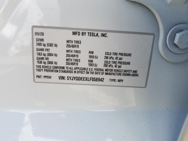 Photo 9 VIN: 5YJYGDEEXLF058942 - TESLA MODEL Y 