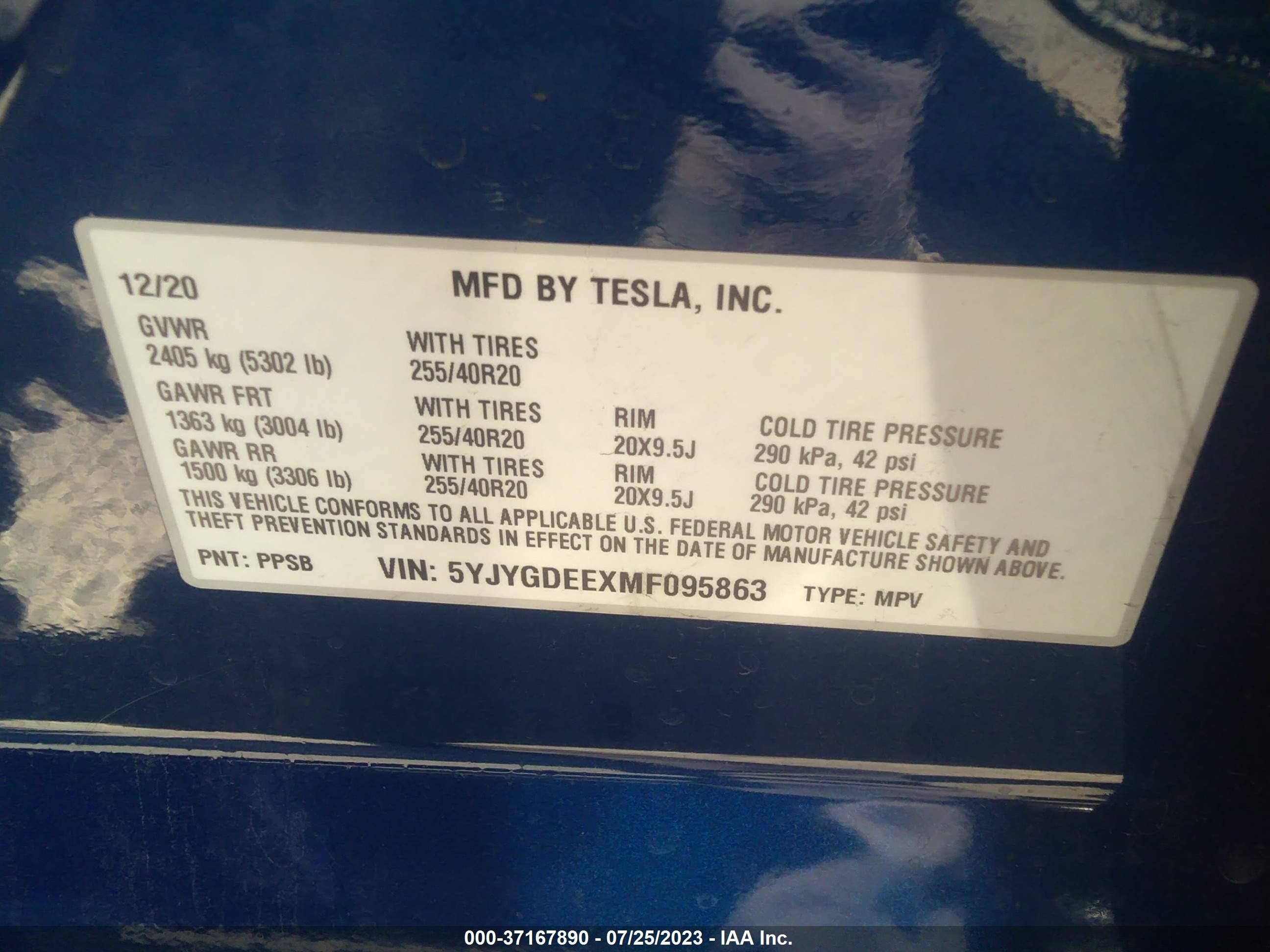 Photo 8 VIN: 5YJYGDEEXMF095863 - TESLA MODEL Y 