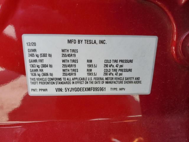 Photo 11 VIN: 5YJYGDEEXMF095961 - TESLA MODEL Y 