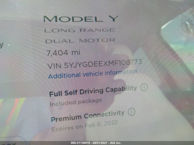 Photo 6 VIN: 5YJYGDEEXMF108773 - TESLA MODEL Y 