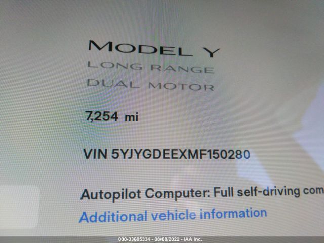 Photo 6 VIN: 5YJYGDEEXMF150280 - TESLA MODEL Y 