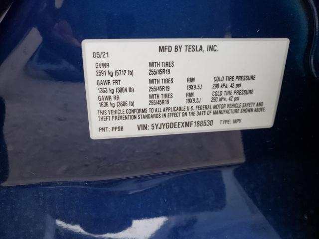 Photo 9 VIN: 5YJYGDEEXMF188530 - TESLA MODEL Y 