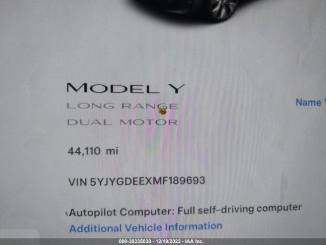 Photo 6 VIN: 5YJYGDEEXMF189693 - TESLA MODEL Y 