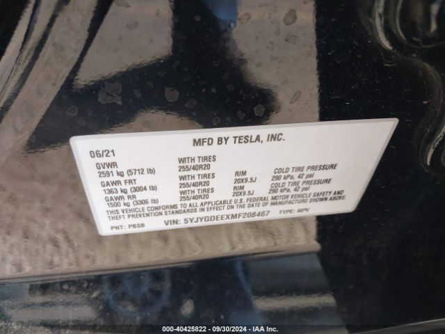 Photo 8 VIN: 5YJYGDEEXMF208467 - TESLA MODEL Y 