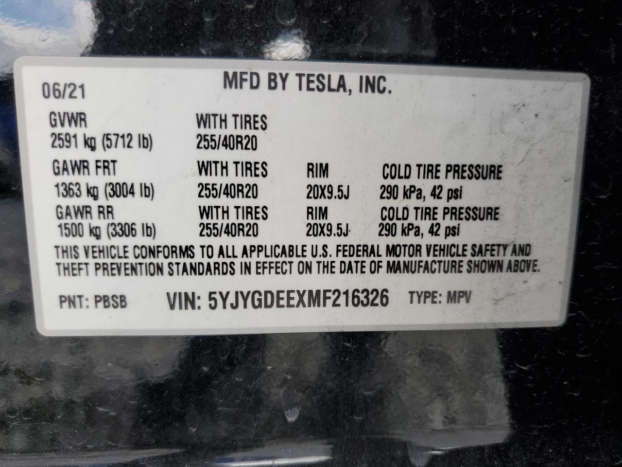 Photo 11 VIN: 5YJYGDEEXMF216326 - TESLA MODEL Y 