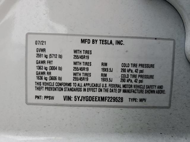 Photo 13 VIN: 5YJYGDEEXMF229528 - TESLA MODEL Y 