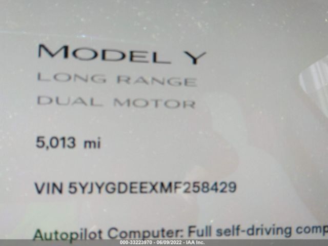 Photo 6 VIN: 5YJYGDEEXMF258429 - TESLA MODEL Y 