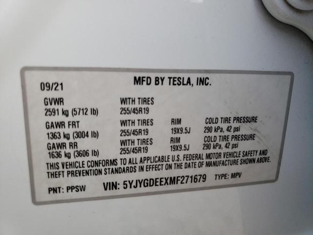 Photo 11 VIN: 5YJYGDEEXMF271679 - TESLA MODEL Y 