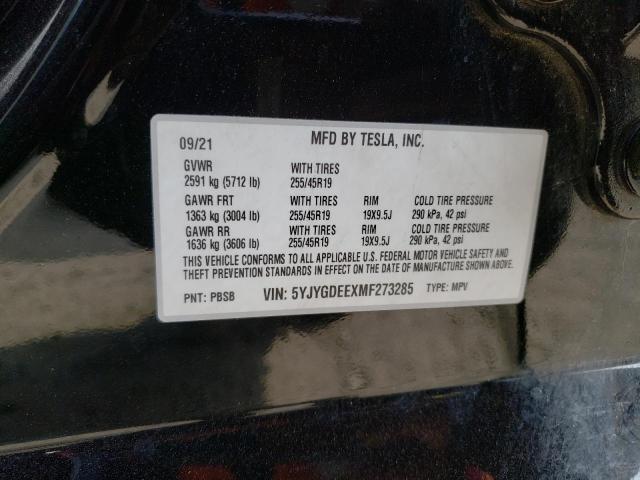 Photo 12 VIN: 5YJYGDEEXMF273285 - TESLA MODEL Y 