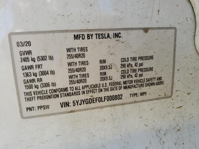 Photo 12 VIN: 5YJYGDEF0LF000802 - TESLA MODEL Y 