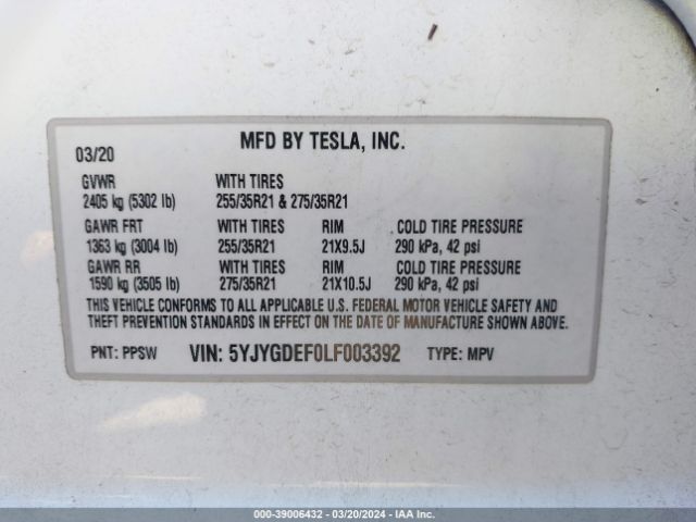 Photo 8 VIN: 5YJYGDEF0LF003392 - TESLA MODEL Y 