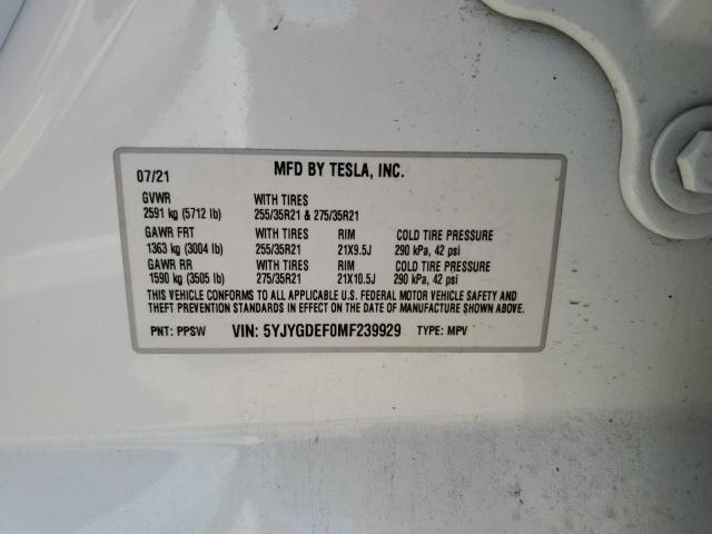 Photo 11 VIN: 5YJYGDEF0MF239929 - TESLA MODEL Y 