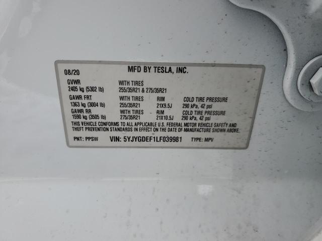 Photo 11 VIN: 5YJYGDEF1LF039981 - TESLA MODEL Y 