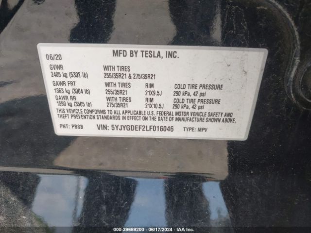 Photo 8 VIN: 5YJYGDEF2LF016046 - TESLA MODEL Y 