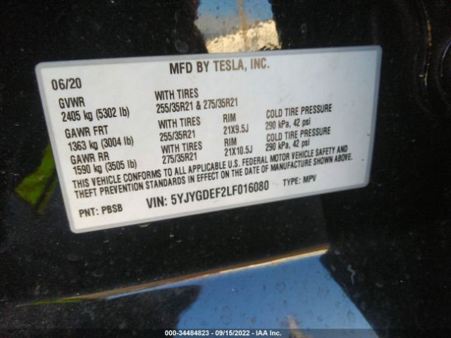 Photo 8 VIN: 5YJYGDEF2LF016080 - TESLA MODEL Y 