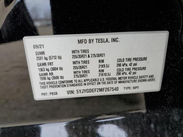 Photo 12 VIN: 5YJYGDEF2MF267540 - TESLA MODEL Y 