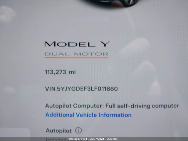 Photo 6 VIN: 5YJYGDEF3LF011860 - TESLA MODEL Y 