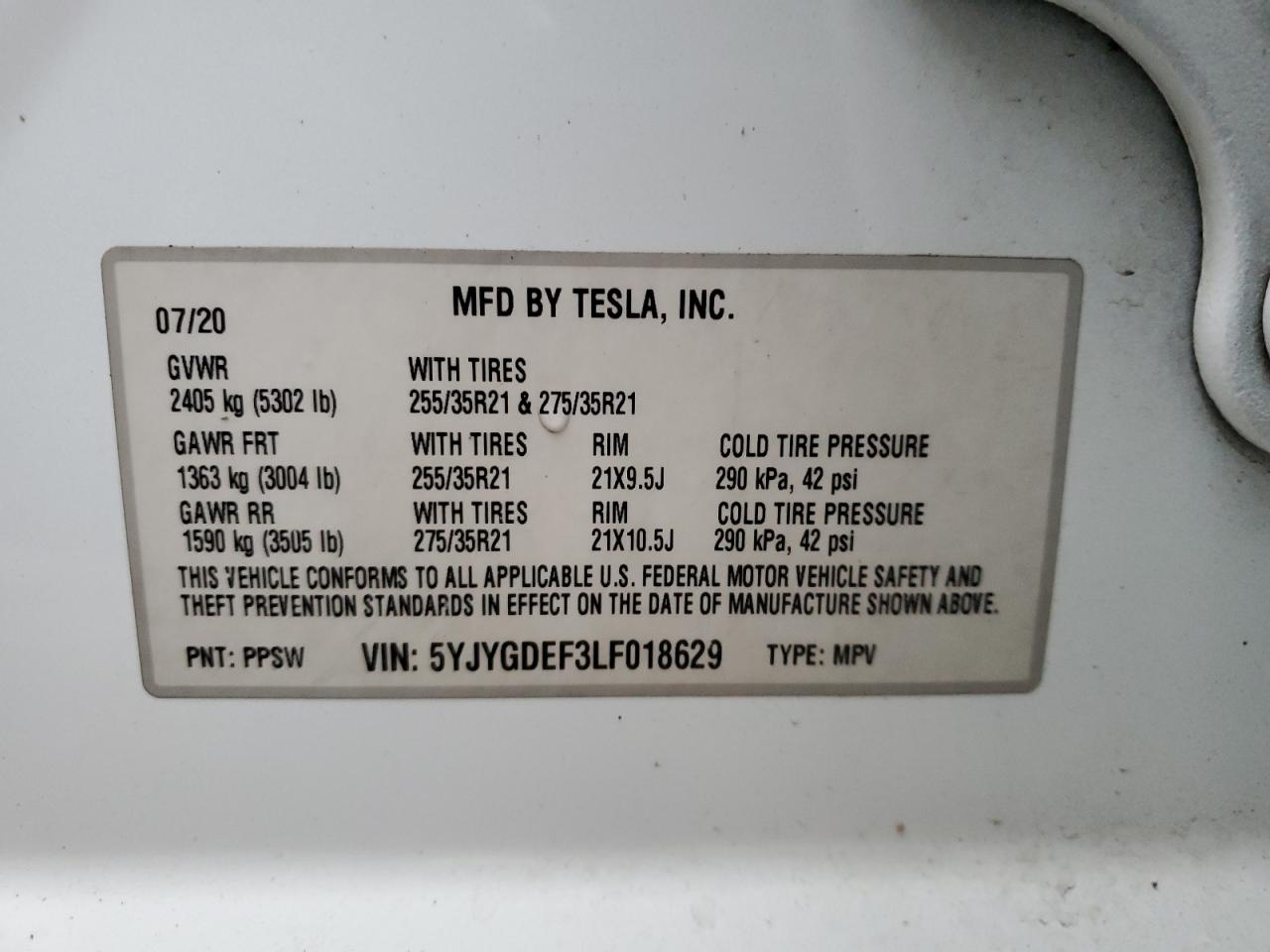 Photo 11 VIN: 5YJYGDEF3LF018629 - TESLA MODEL Y 