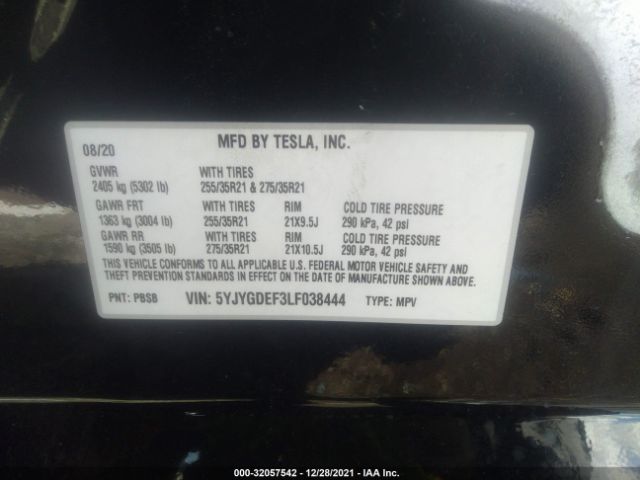 Photo 8 VIN: 5YJYGDEF3LF038444 - TESLA MODEL Y 