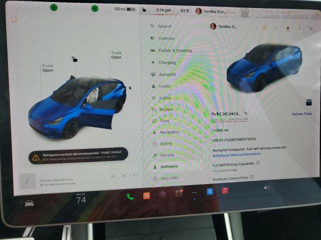 Photo 8 VIN: 5YJYGDEF3MF073034 - TESLA MODEL Y 