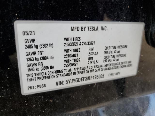 Photo 11 VIN: 5YJYGDEF3MF195005 - TESLA MODEL Y 