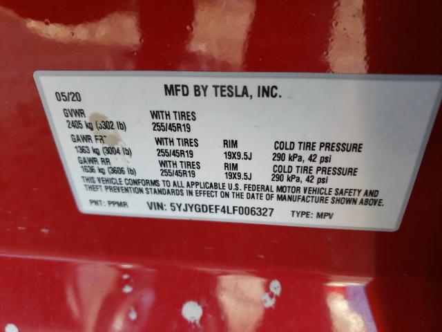 Photo 9 VIN: 5YJYGDEF4LF006327 - TESLA MODEL Y 