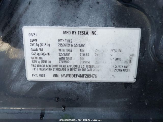 Photo 8 VIN: 5YJYGDEF4MF209476 - TESLA MODEL Y 