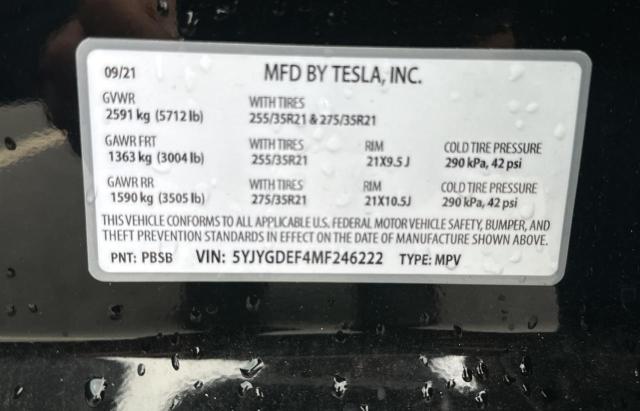 Photo 9 VIN: 5YJYGDEF4MF246222 - TESLA MODEL Y 