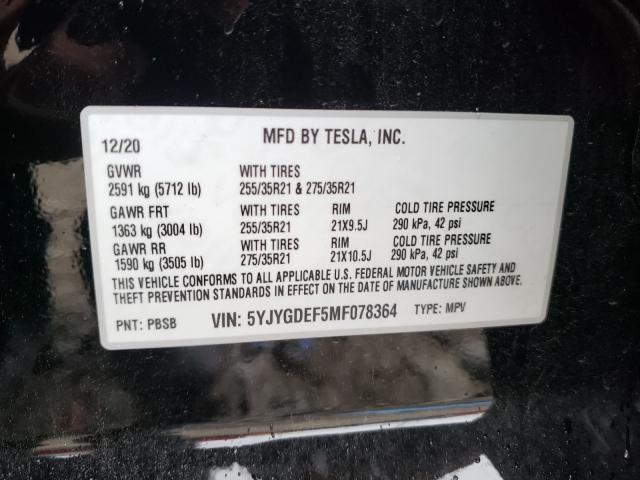 Photo 9 VIN: 5YJYGDEF5MF078364 - TESLA MODEL Y 