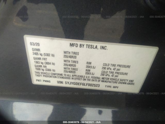 Photo 8 VIN: 5YJYGDEF6LF002523 - TESLA MODEL Y 