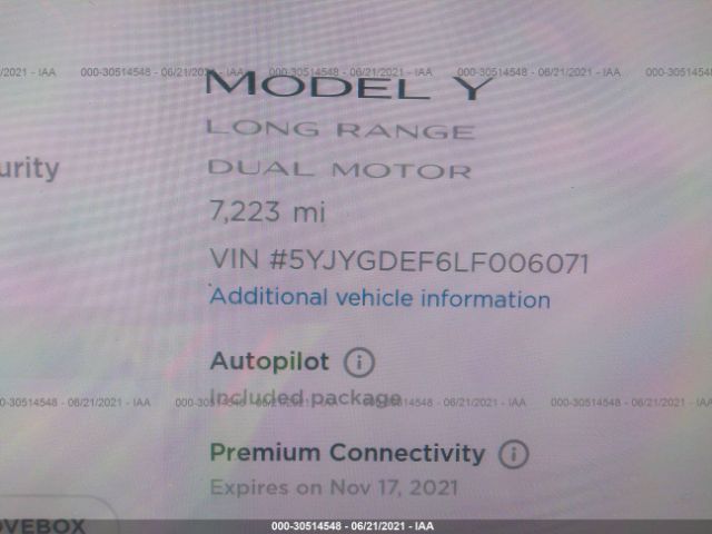 Photo 6 VIN: 5YJYGDEF6LF006071 - TESLA MODEL Y 