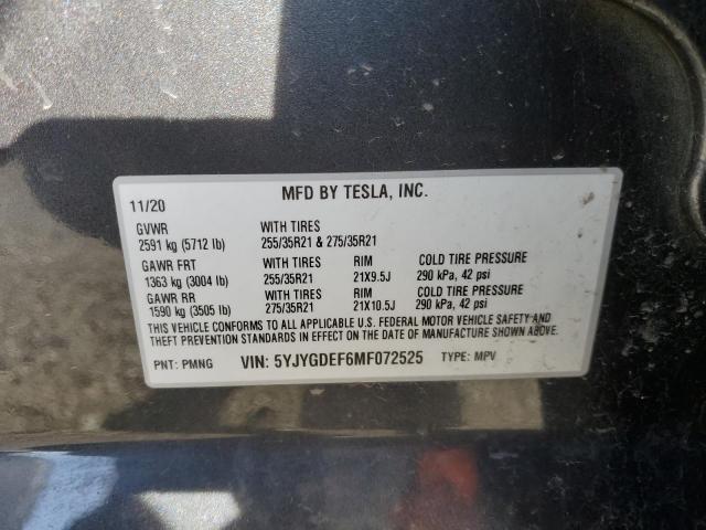 Photo 12 VIN: 5YJYGDEF6MF072525 - TESLA MODEL Y 