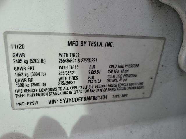 Photo 11 VIN: 5YJYGDEF6MF081404 - TESLA MODEL Y 