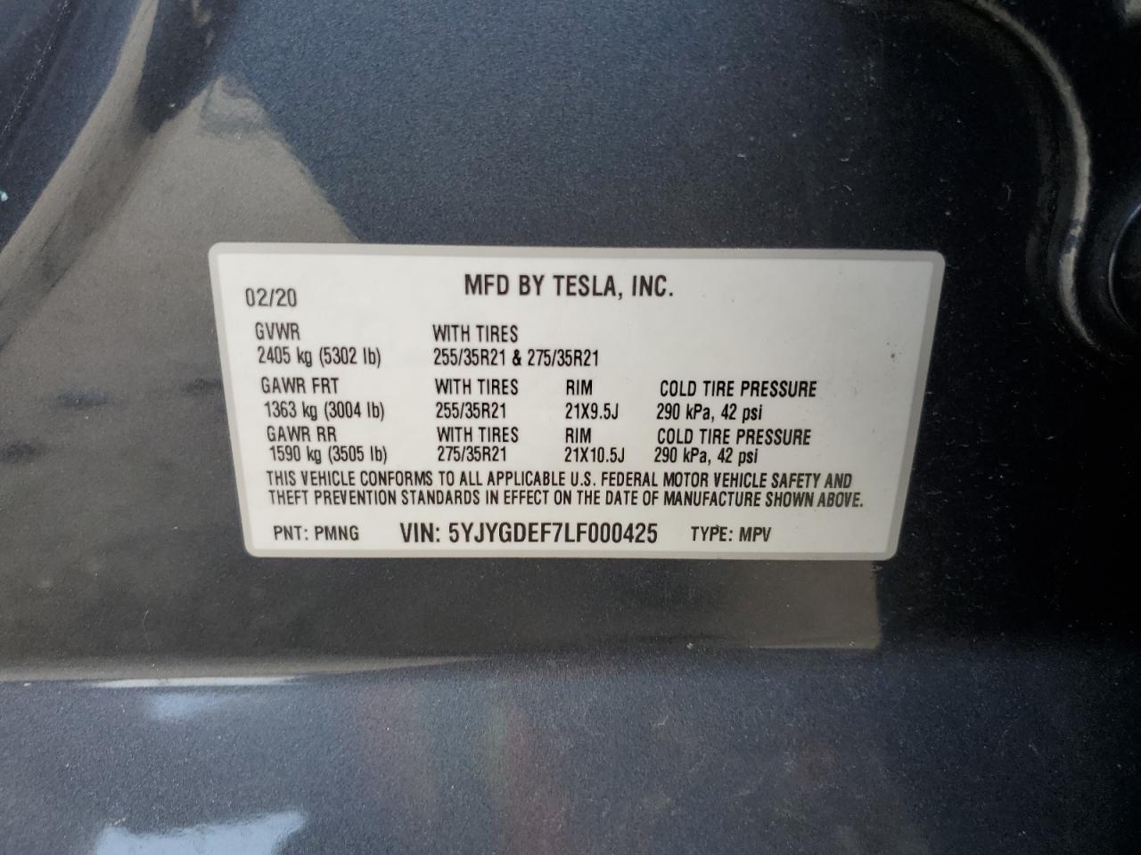 Photo 11 VIN: 5YJYGDEF7LF000425 - TESLA MODEL Y 