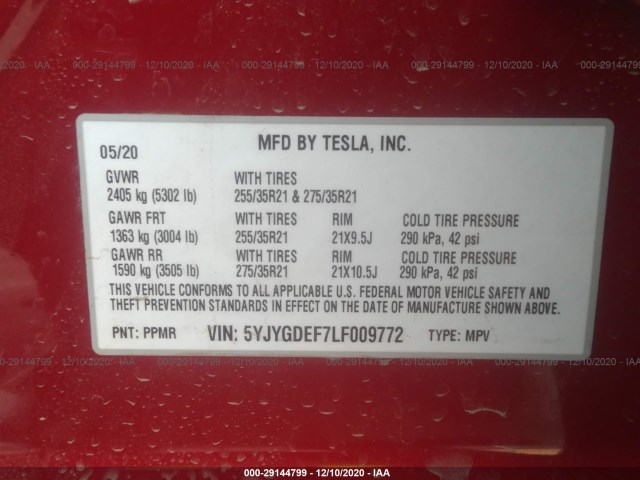 Photo 8 VIN: 5YJYGDEF7LF009772 - TESLA MODEL Y 