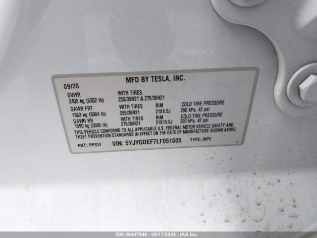 Photo 8 VIN: 5YJYGDEF7LF051505 - TESLA MODEL Y 