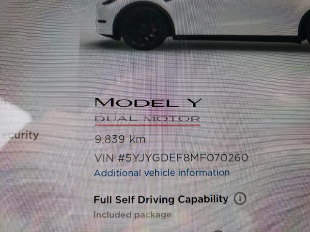 Photo 7 VIN: 5YJYGDEF8MF070260 - TESLA MODEL Y 