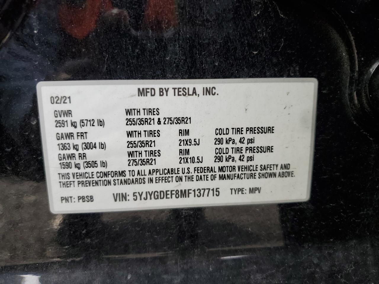 Photo 11 VIN: 5YJYGDEF8MF137715 - TESLA MODEL Y 