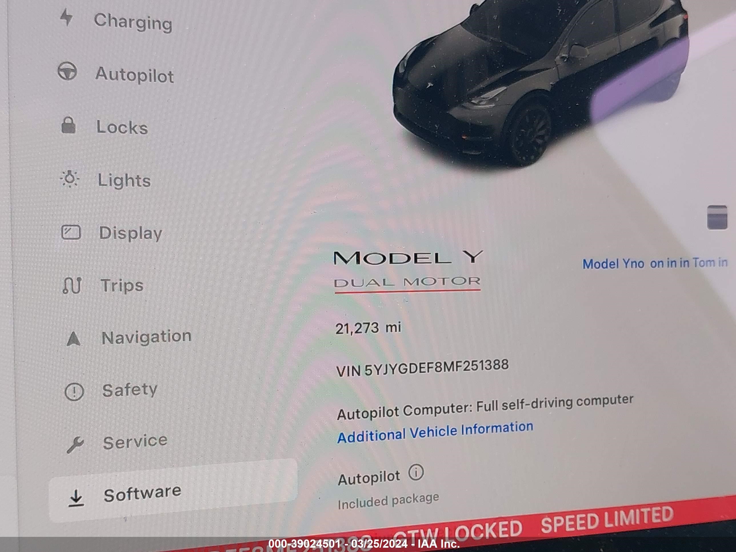 Photo 14 VIN: 5YJYGDEF8MF251388 - TESLA MODEL Y 