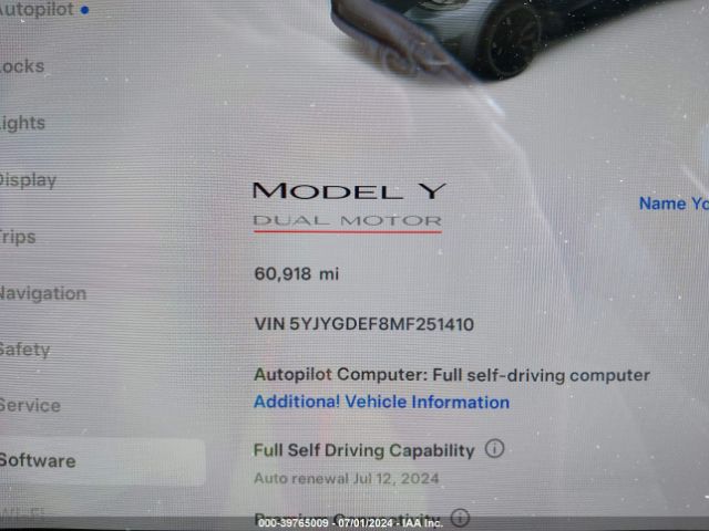 Photo 6 VIN: 5YJYGDEF8MF251410 - TESLA MODEL Y 