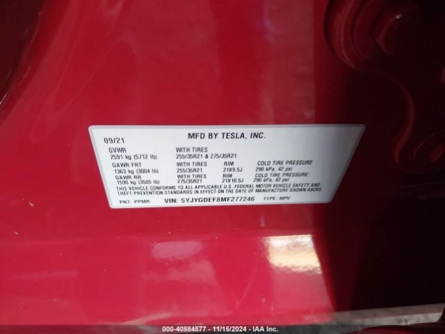 Photo 8 VIN: 5YJYGDEF8MF277246 - TESLA MODEL Y 