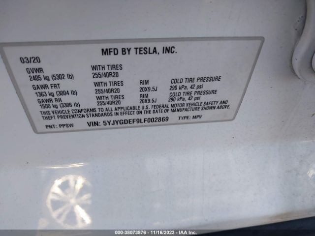 Photo 8 VIN: 5YJYGDEF9LF002869 - TESLA MODEL Y 