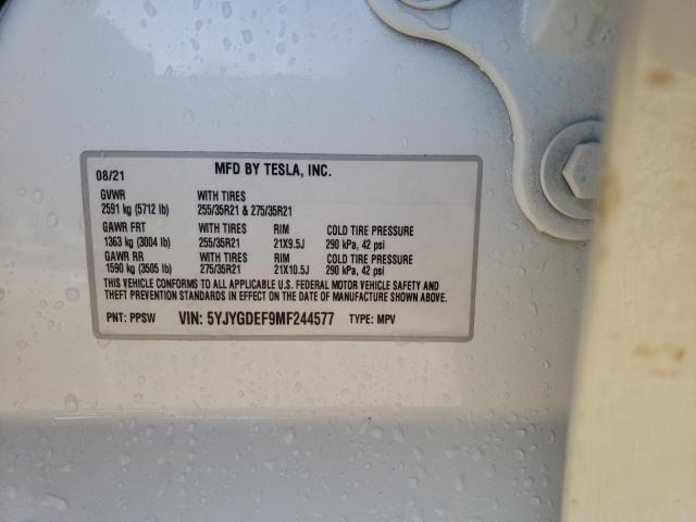 Photo 9 VIN: 5YJYGDEF9MF244577 - TESLA MODEL Y 