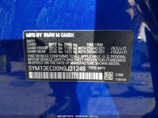 Photo 8 VIN: 5YM13EC00N9J31248 - BMW X3 M 