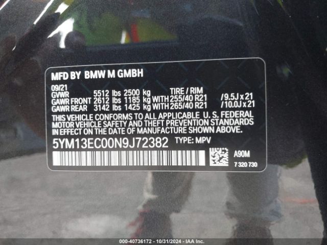 Photo 8 VIN: 5YM13EC00N9J72382 - BMW X3 