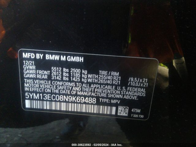 Photo 8 VIN: 5YM13EC08N9K69488 - BMW X3 M 