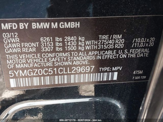 Photo 8 VIN: 5YMGZ0C51CLL29697 - BMW X6 M 