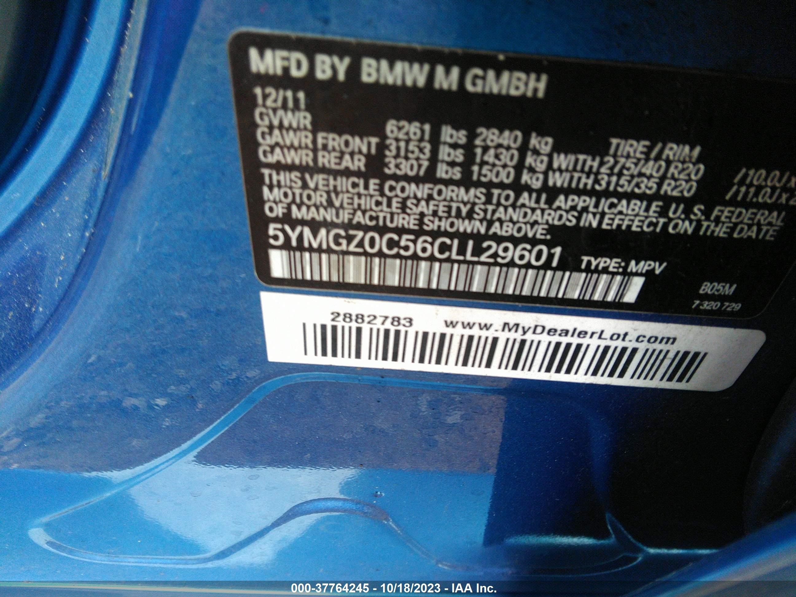 Photo 8 VIN: 5YMGZ0C56CLL29601 - BMW X6 M 